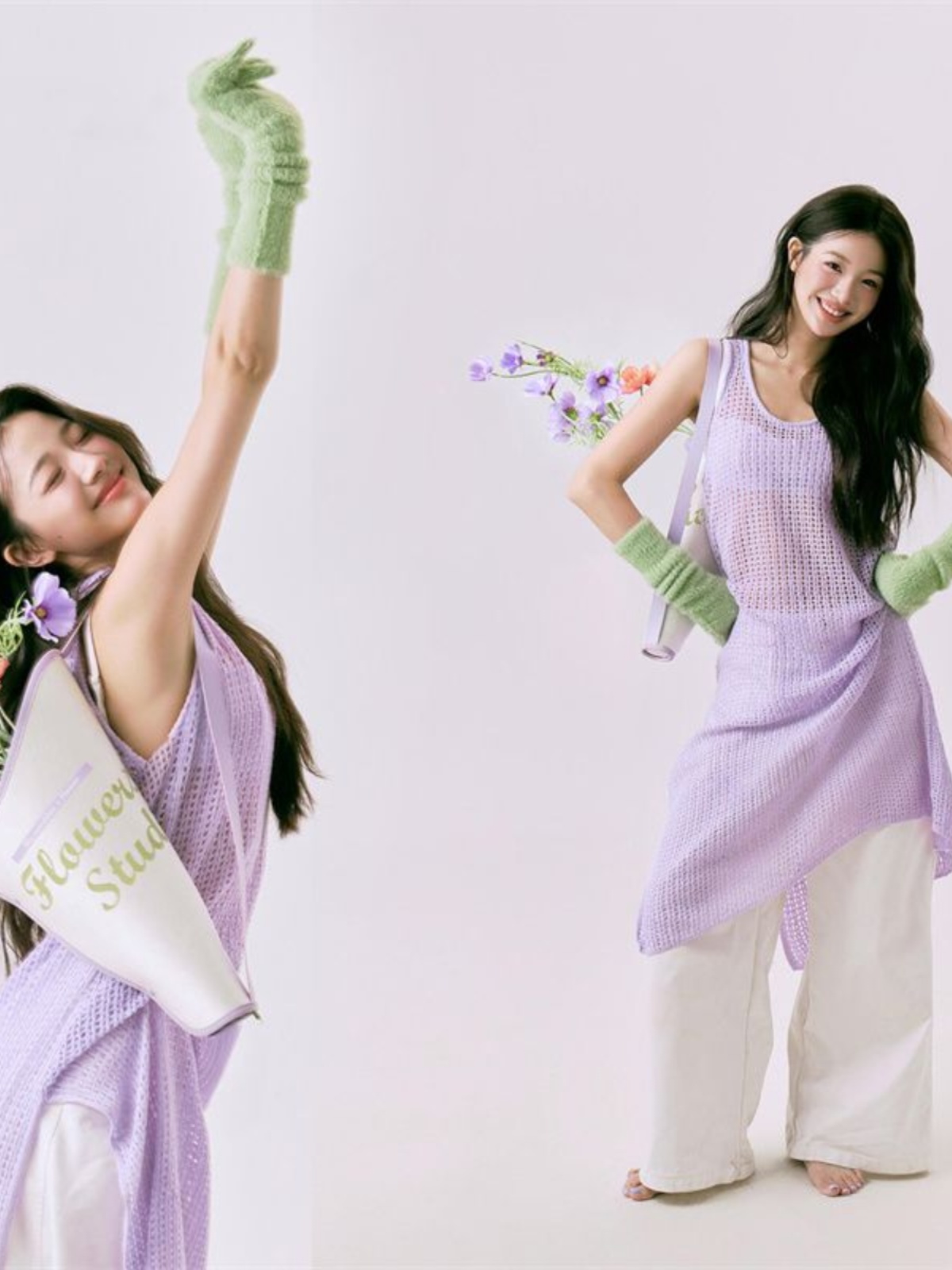 Ethnic Fashion Photography - ロマンチックな春の花柄プリント写真スタジオ新しいスタイルの女の子用甘い酸素マスクトップとスカートセットファッショナブルなエスニック...