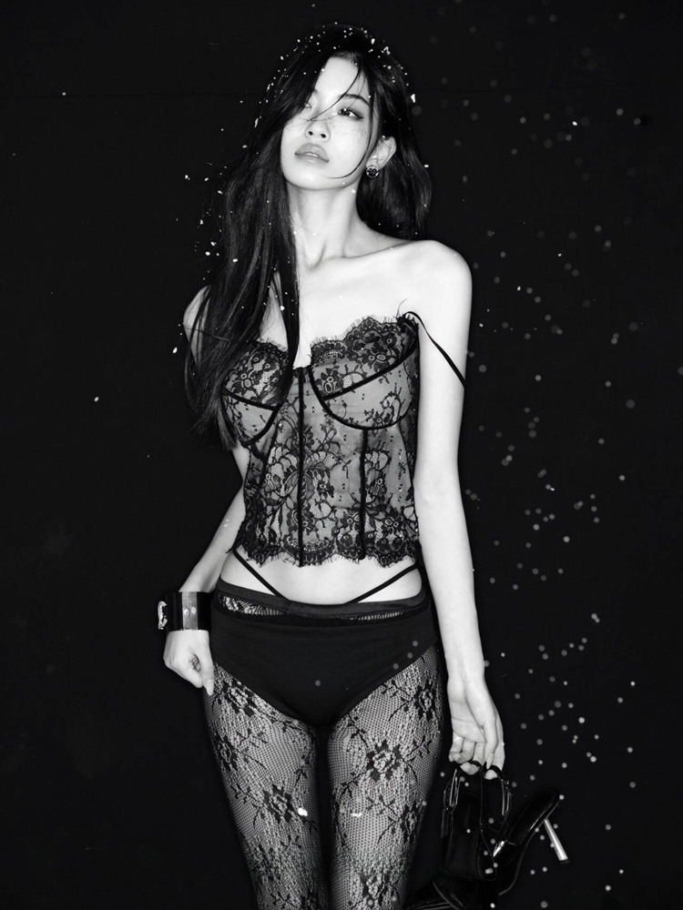 Ethnic Fashion Photography - 2026年新作ファッショナブルな黒レースポートレートセクシーな女性写真スタジオコスチューム芸術的な写真撮影女性用エスニックステージウェア
