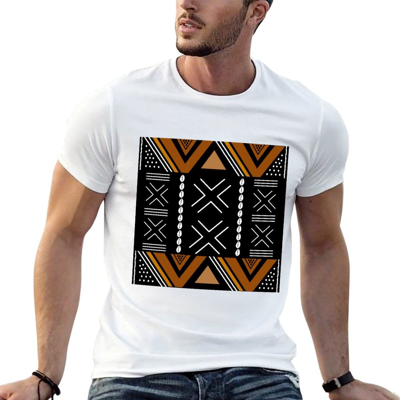 アフリカン マッドクロス ボゴラン デザイン Tシャツ フェ - Mudcloth Print Top のレビューと価格