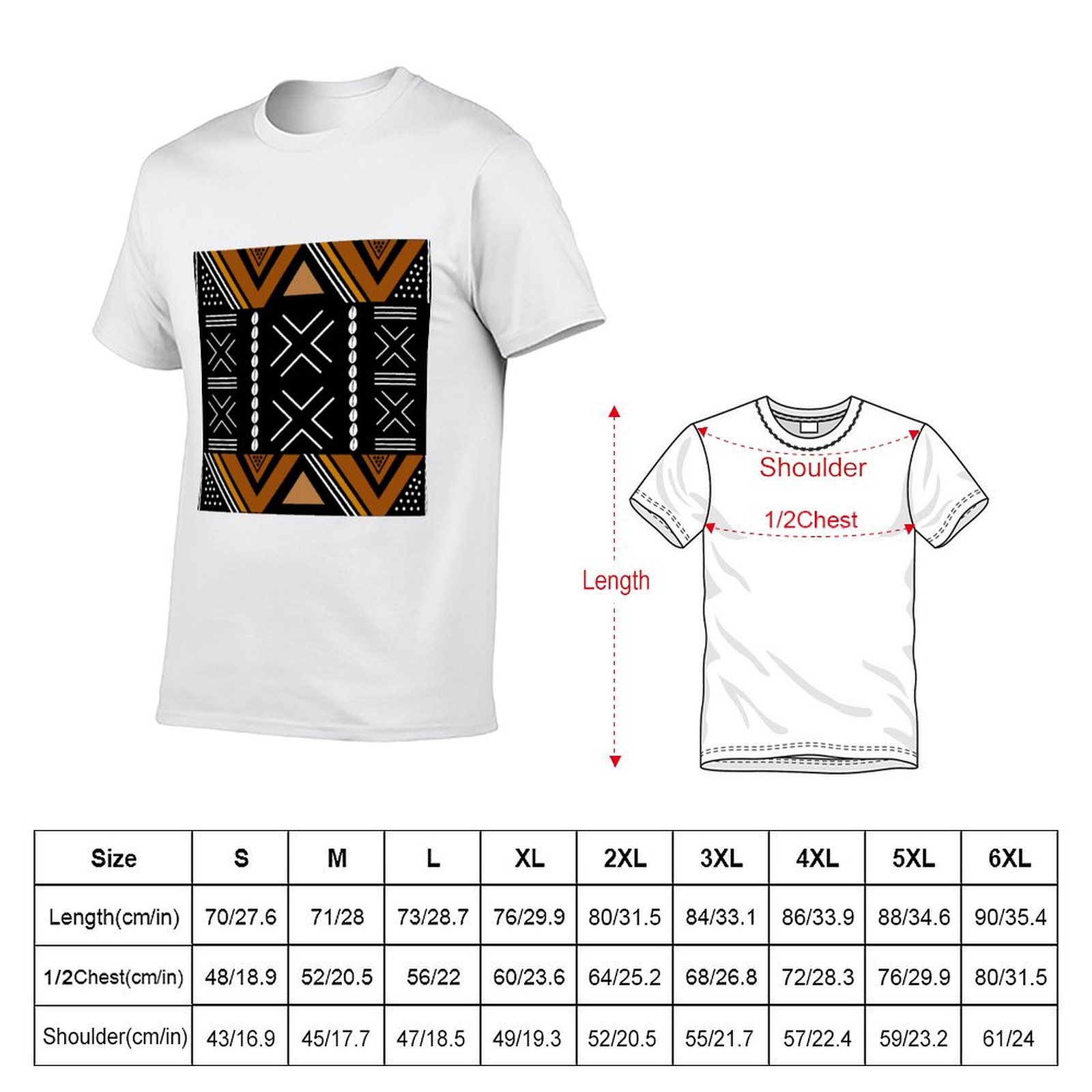 アフリカン マッドクロス ボゴラン デザイン Tシャツ フェ - Mudcloth Print Top のレビューと価格