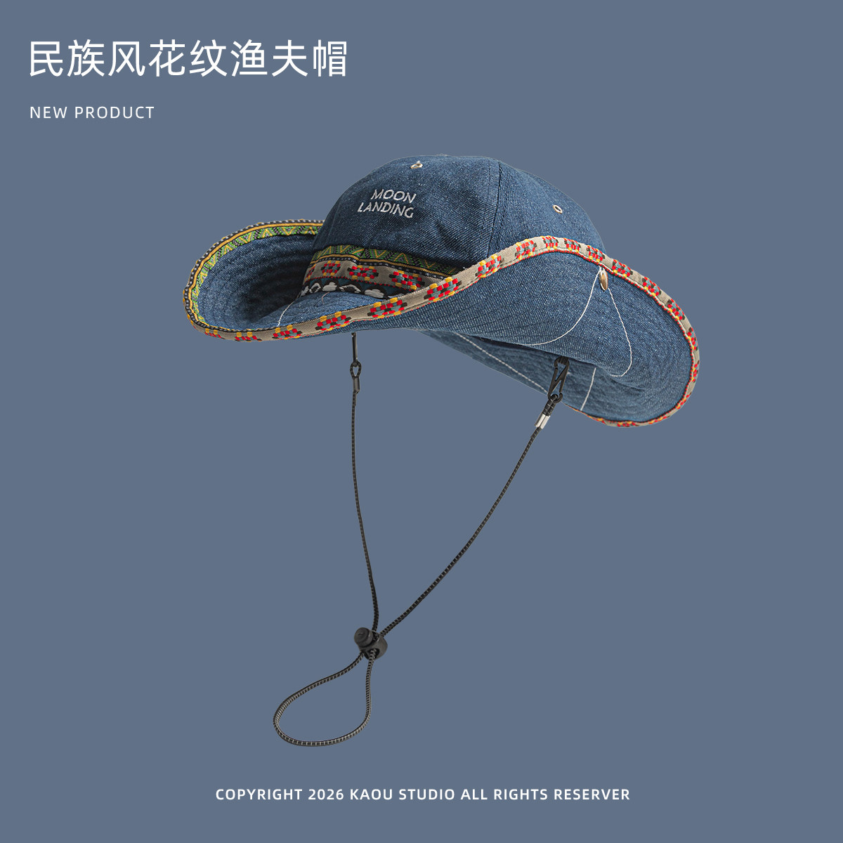 ボヘミアンデニムバケットハット女性用ワイドブリムエスニック旅 - Ethnic Fashion Photography のレビューと価格