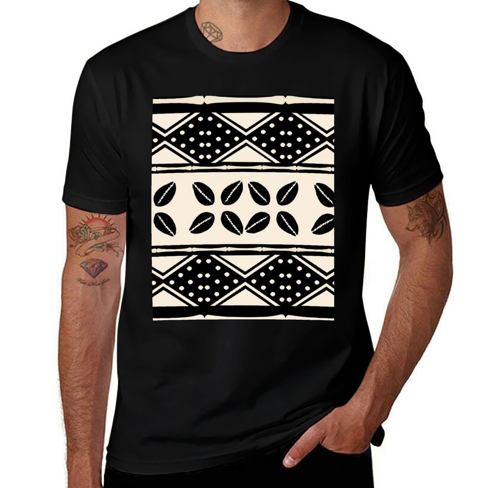 アフリカの抽象的な泥布模様のTシャツ 快適なワークウェアTシ - Mudcloth Print Top のレビューと価格