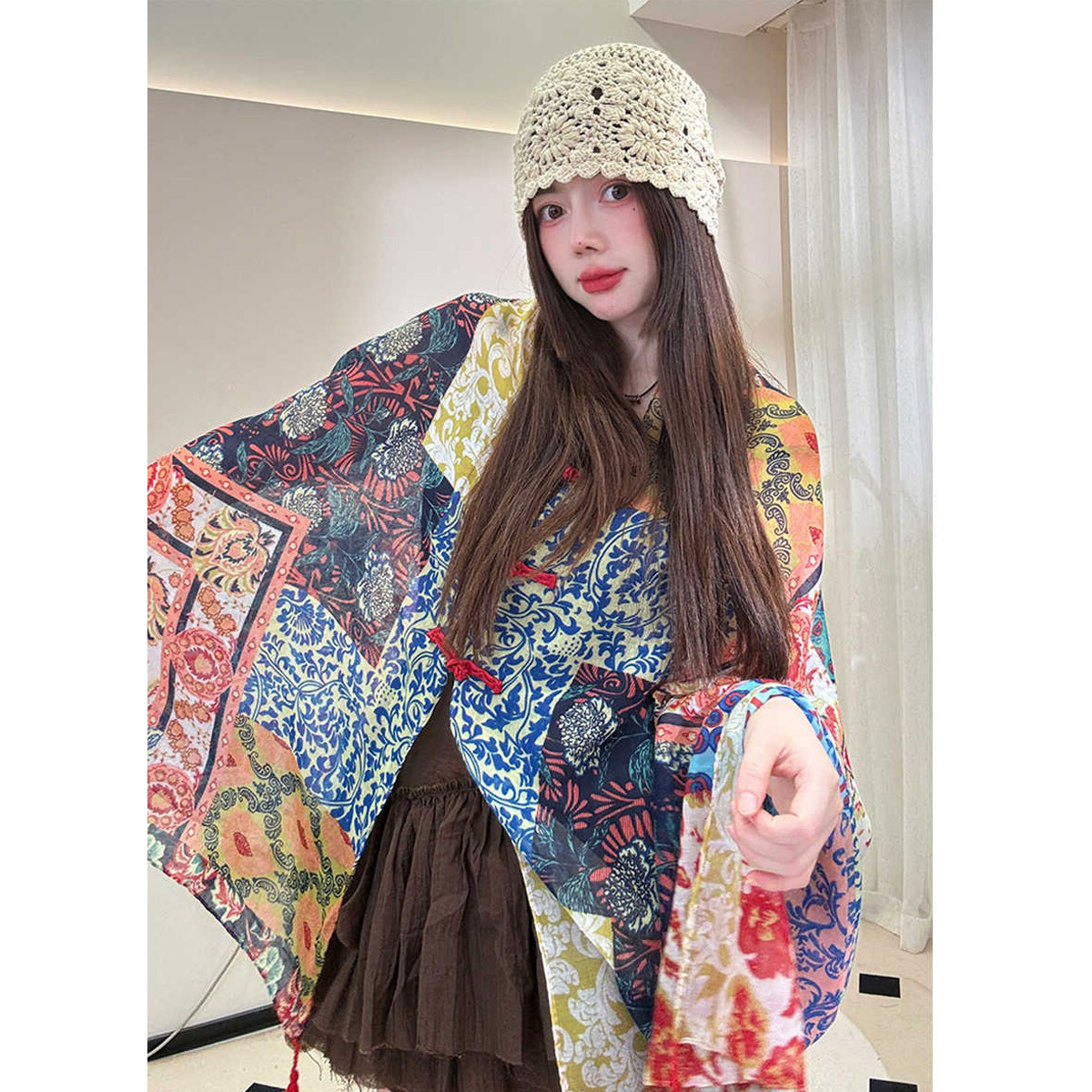 旅行写真、薄い春夏の新しい日焼け止めショール、長いエスニック - Ethnic Fashion Photography のレビューと価格