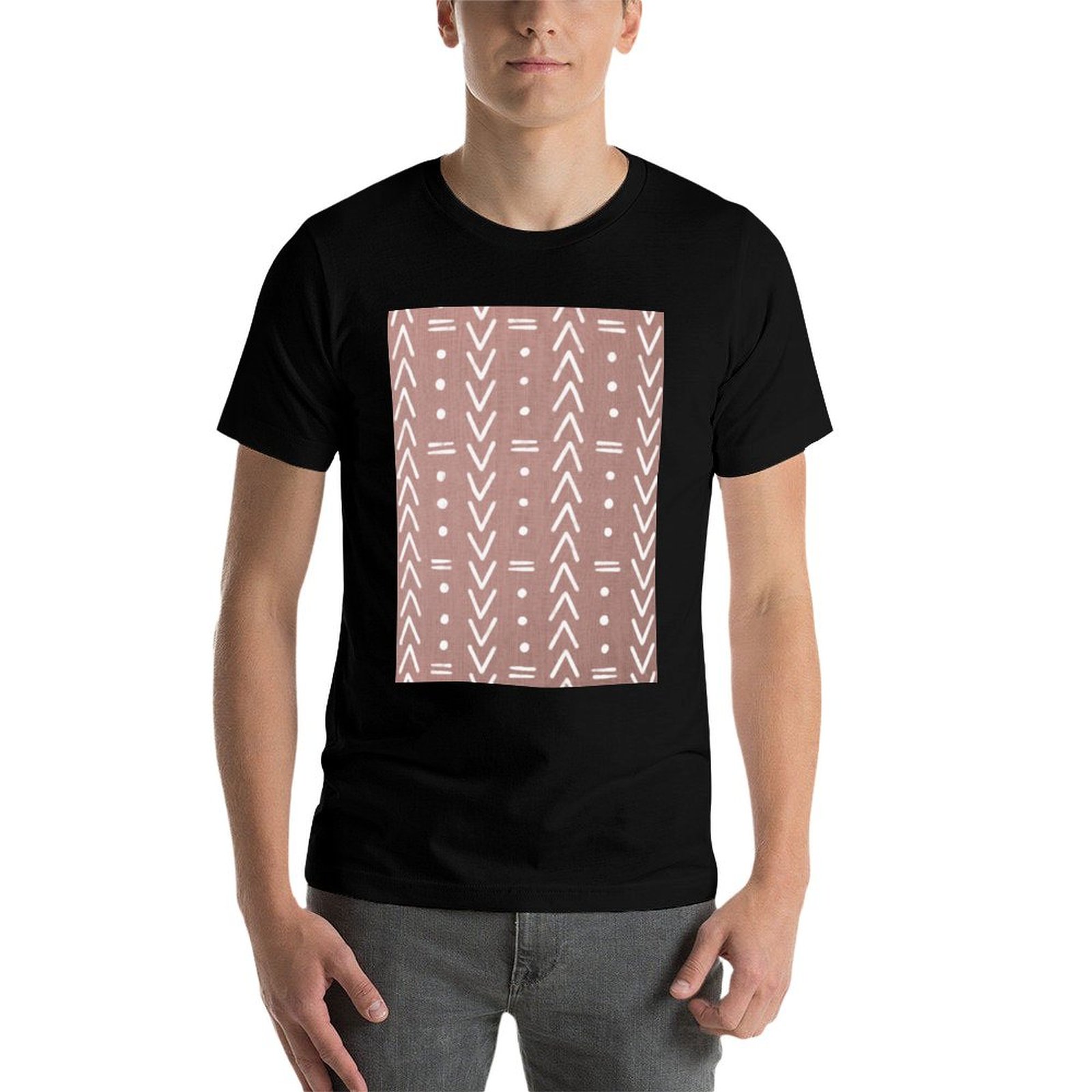 マッドクロス ホワイト 幾何学模様 ブラッシュピンク Tシャ - Mudcloth Print Top のレビューと価格
