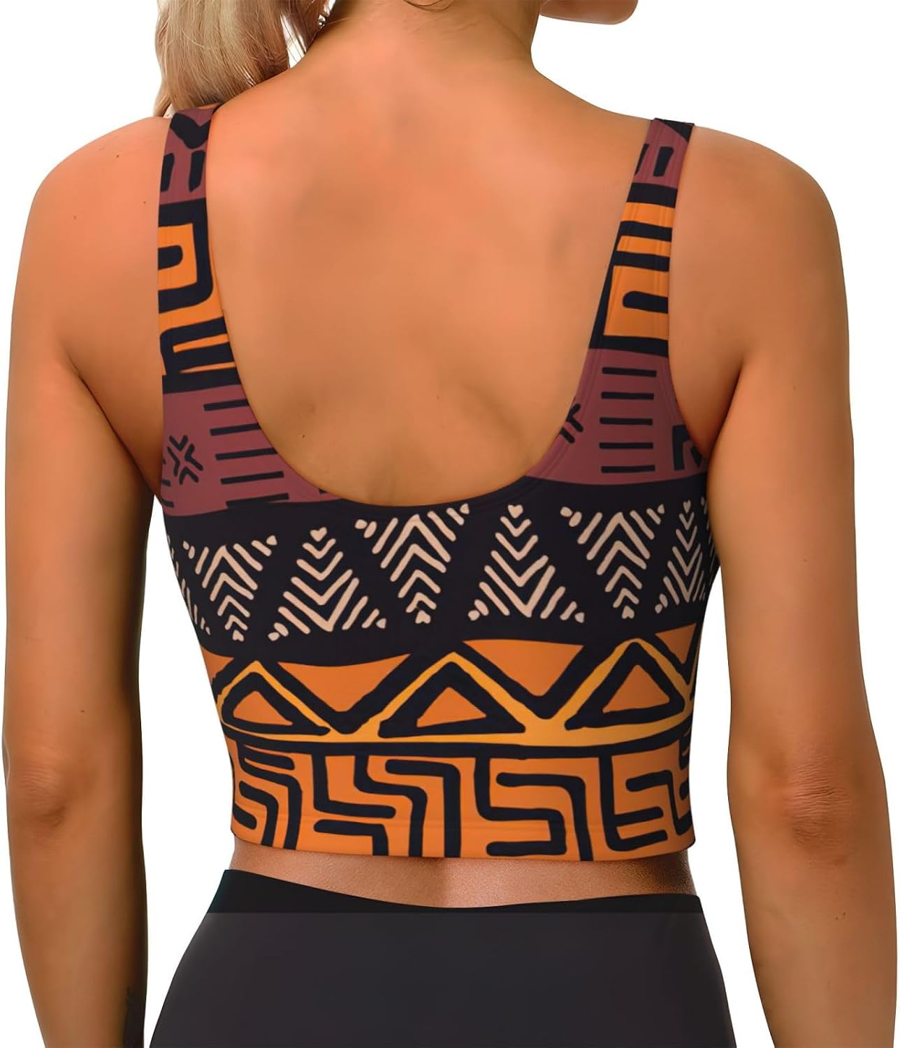 アフリカンマッドクロス部族柄プリント女性用ストラップ付きスポ - Mudcloth Print Top のレビューと価格