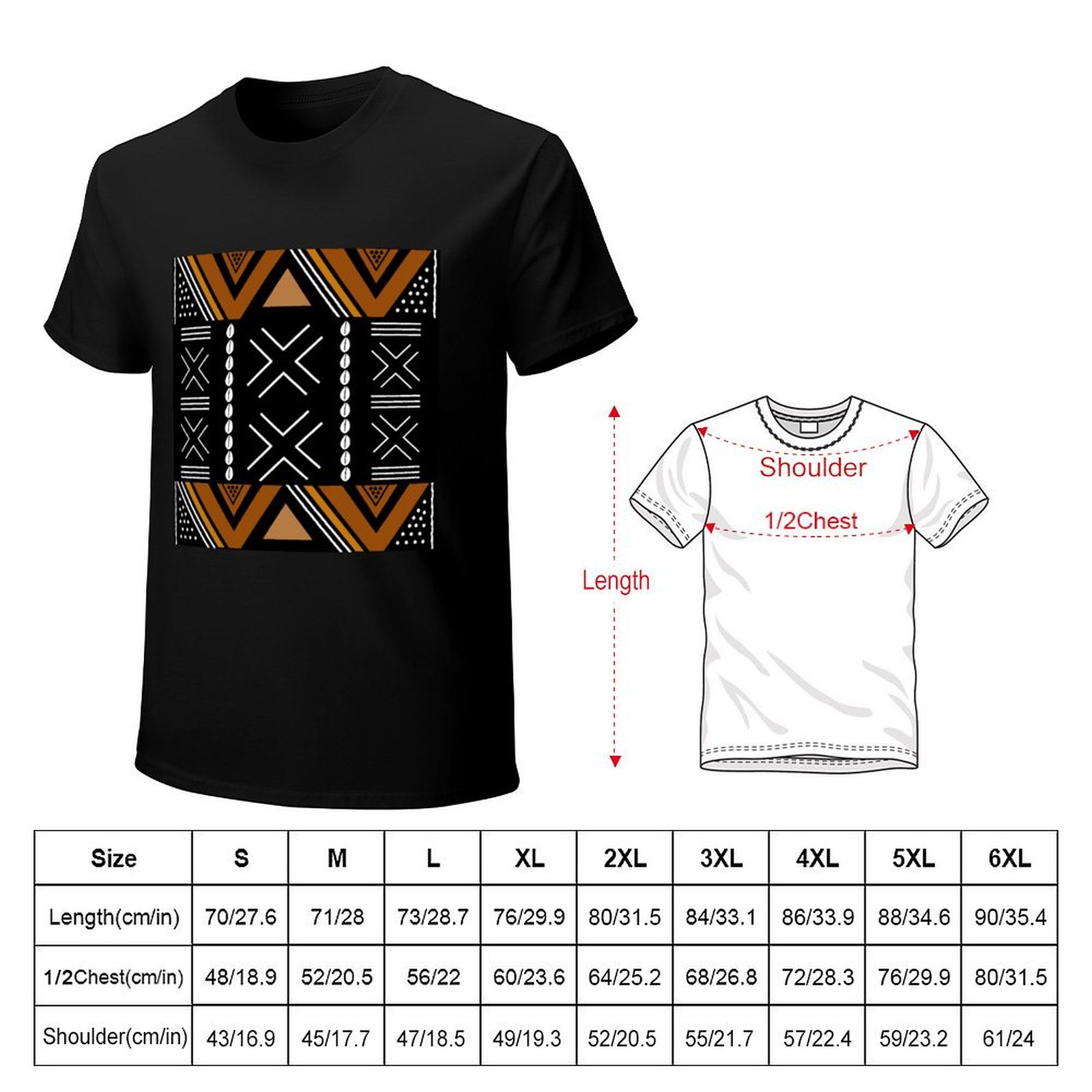 アフリカンマッドクロス ボゴランデザイン Tシャツ ビッグサ - Mudcloth Print Top のレビューと価格